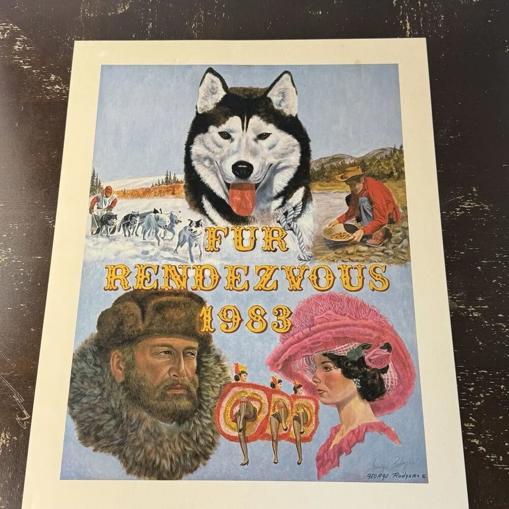 George Rodgers Fur Rendezvous Signed Poster Print 18.5x24 1983 Alaska Iditarod - Picture 1 of 7